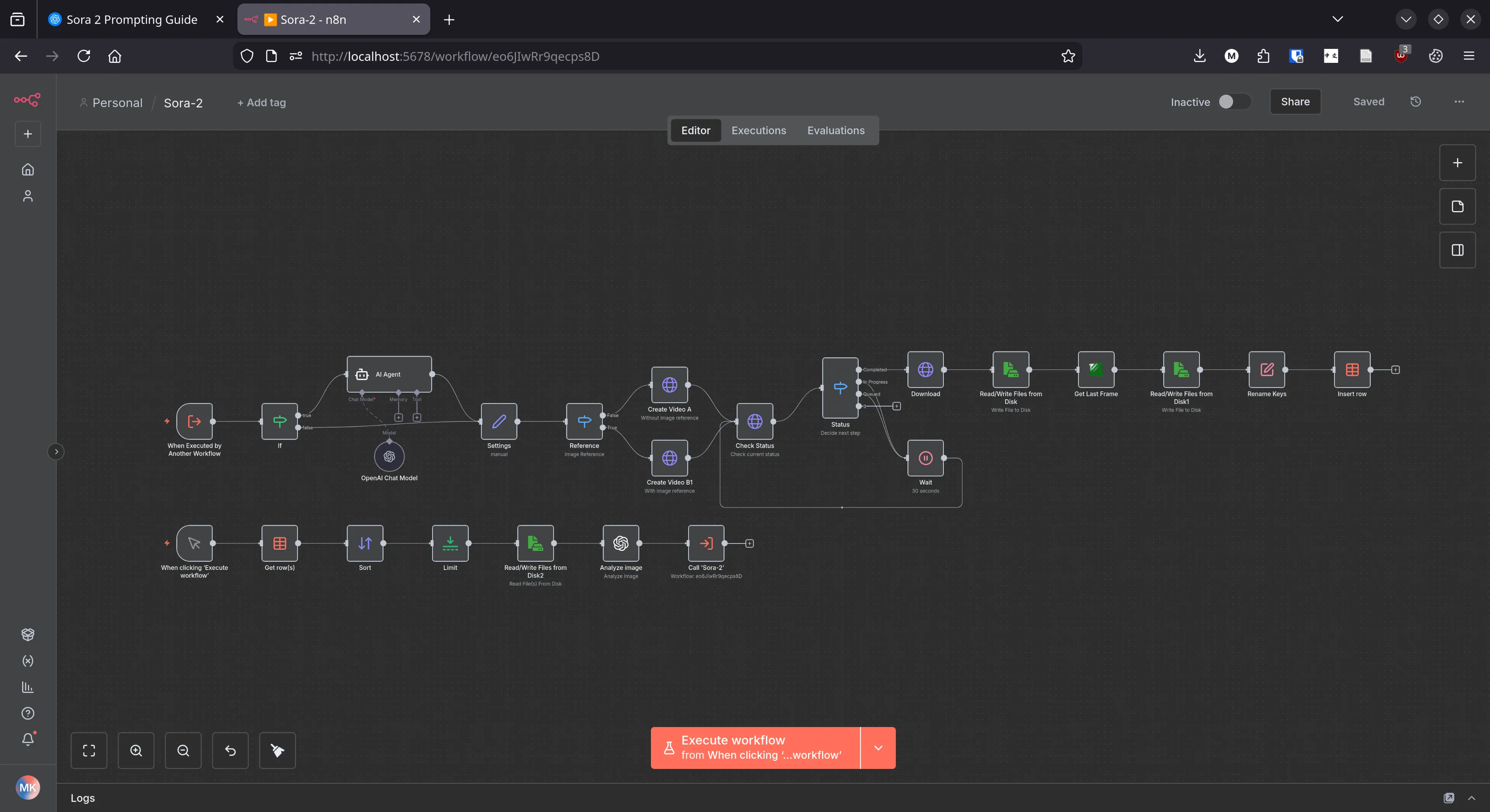 Sora2 workflow screenshot